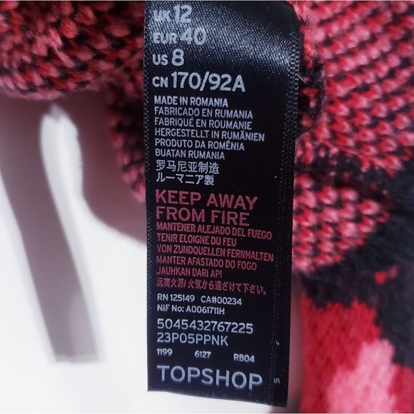 TOPSHOP Leopard Red and Black Print Cardigan Size 8 - Picture 6 of 8